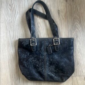Coach Black Leather Tote Bag with MOLD